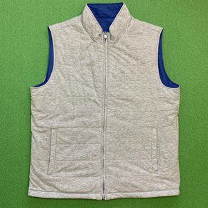 Peter Millar Crown Reversible Soft Golf Vest 2-Way Full Zip Gray Blue Size Large